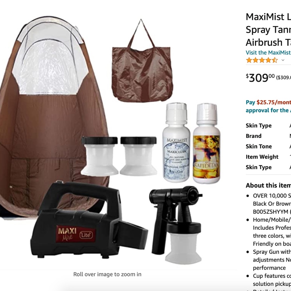READ - MaxiMist Lite Plus HVLP Sunless Spray Tanning KIT, Tent Machine Airbrush…